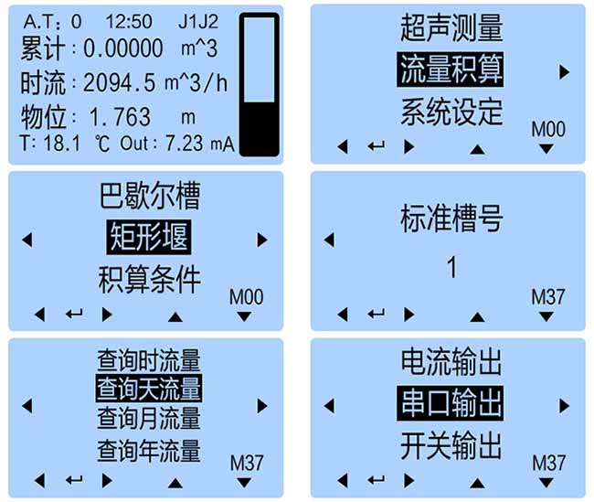 水渠超聲波流量計(jì)儀表顯示圖