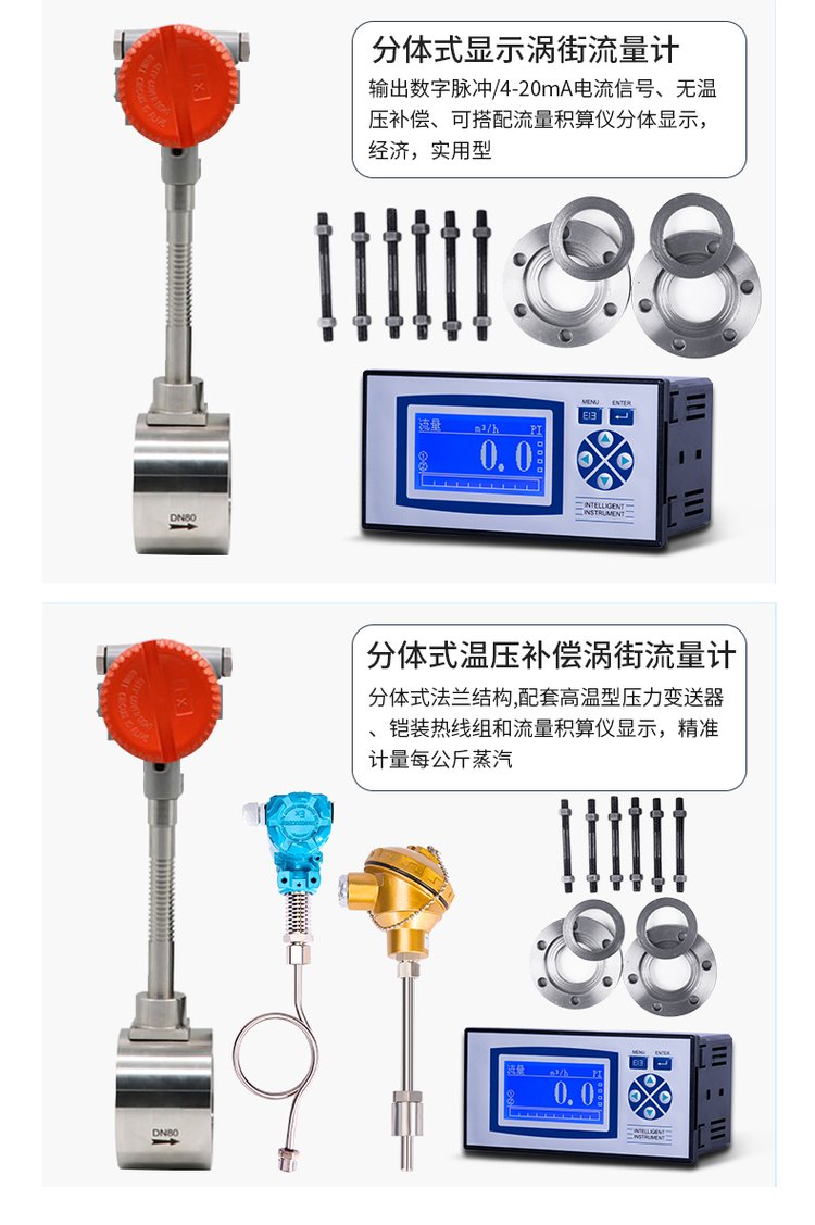 蒸汽計(jì)量流量計(jì)分體式選型圖