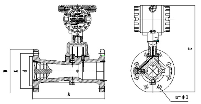 dn65旋進(jìn)旋渦流量計(jì)外形圖